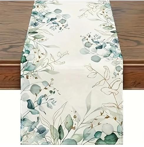 Tischläufer Blumenmuster (183x33cm) - Moderner Tischdeko-Läufer aus Dichtem Leinen, Hitzebeständig & Atmungsaktiv - Hochwertiger Digitaldruck mit Glanzeffekt für Küche, Hochzeit & Wohnzimmer von Queltrix
