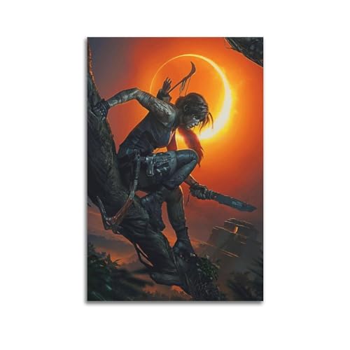 Quem Game Tomb Raider Lara Croft Poster, dekoratives Gemälde, Leinwand-Wandposter und Kunstdruck, modernes Familienschlafzimmer-Dekor-Poster, 60 x 90 cm von Quem