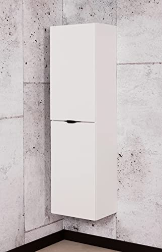 Quentis Badmöbel Badschrank VICTA/Victor (weiß matt), Badezimmer Hochschrank mit 2 Türen, 4 große Fächer, vormontierte Lieferung von Quentis Badmöbel