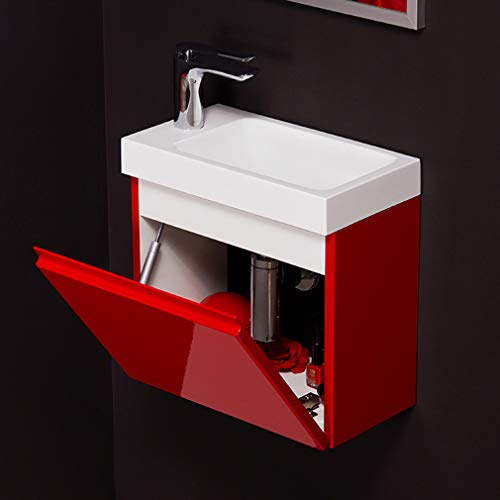 Quentis Badmöbel Gäste-WC Set Faros 40 cm, Waschbecken mit Unterschrank (rot glänzend) von Quentis Badmöbel