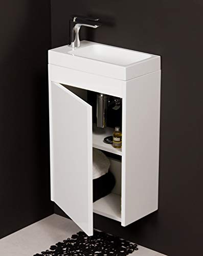 Quentis Badmöbel Gäste-WC Set Guest, Breite 40 cm, 1 Türe, Waschbeckenunterschrank montiert (weiß glänzend) von Quentis Badmöbel