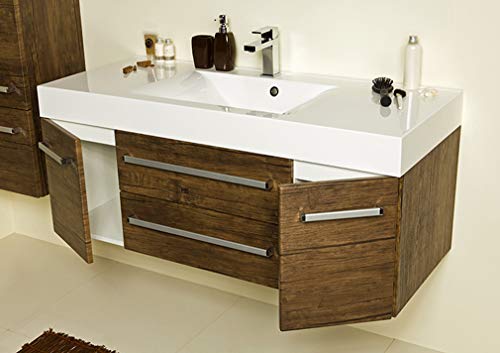 Quentis Badmöbel Zeno, Breite 120 cm, Waschbecken mit Unterschrank, Holzdekor antik, Waschbeckenunterschrank montiert von Quentis Badmöbel