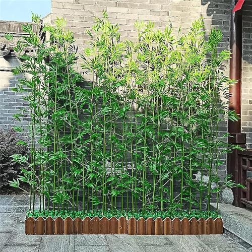Quepiem 1,8 m künstlicher Bambusbaum mit Holzsockel, künstliche Pflanzen, Bäume für den Innen- und Außenbereich, Trennwand, Sichtschutzzaun(120x18x19cm/20pole) von Quepiem