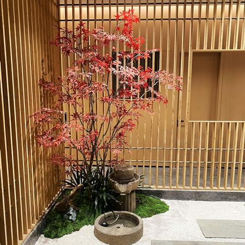 Quepiem Großer Kunstbaum aus rotem Ahorn mit japanischer Landschaftskunst – Moderne Bodendekoration für Zuhause, Büro und Wohnzimmer, wertet Ihren Garten auf(1.8x1.2m/5.9x3.9ft) von Quepiem
