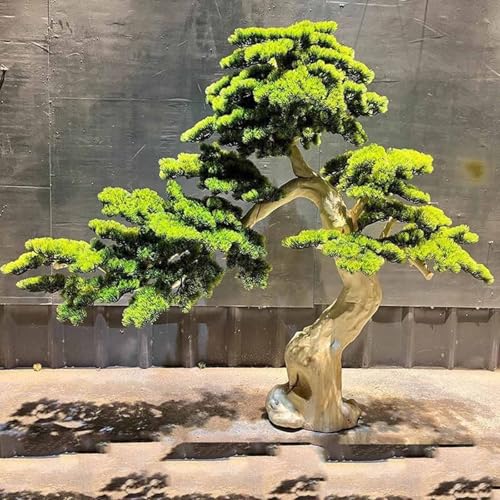 Quepiem Künstlicher Bonsai Baum Podocarpus Baum - Künstliche Pflanzen Bonsai Dekoration - Fake Gast-Gruß Kiefer Bäume für Haus Tisch Büro Schlafzimmer Wohnzimmer Dekoration(1x0.9m) von Quepiem