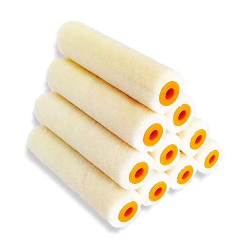 10 x Quercos Lackwalze Velour 10 cm. Lackrolle aus Velours. 50% Schafwolle Rollenkern, Farbroller, 10cm-Mini-Farbroller, Farbwalzen Malerset streichen. von Quercos