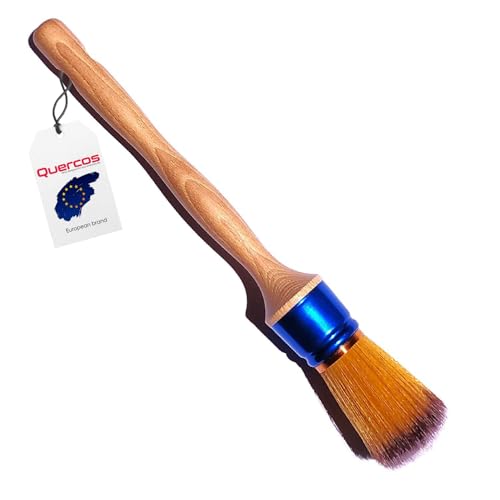 Quercos Runde Malerpinsel mit Holzgriff & Blau Messingzwinge - Rundpinsel - Ringpinsel - Lackpinsel - Evo-Borsten - Borstenpinsel zum Streichen - für professionelles Finish (8) von Quercos