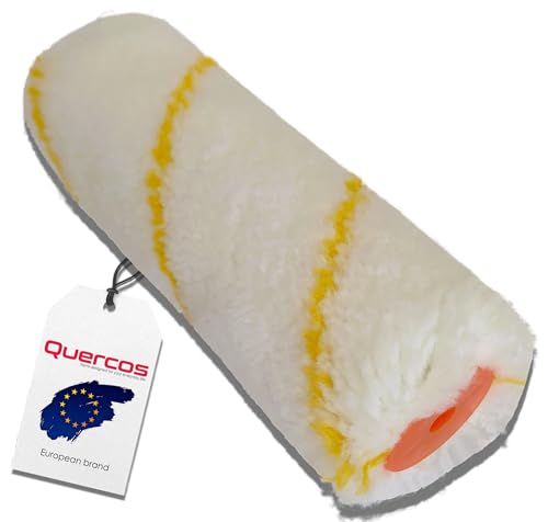 Quercos Farbwalze 12 cm. Ersatzwalze Midi. Kein Spritzer. Farbrolle Polyamid. Farbrolle für Wand und Decke, Malerrolle zum Malen. Malerwalze Gelbfaden Kombiwalze (A) von Quercos