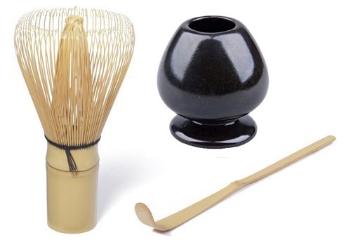 Matcha Besen Chasen - Matchabesen PLUS Matcha Bambuslöffel Chashaku PLUS Matchabesen Halter - von Quertee von Quertee