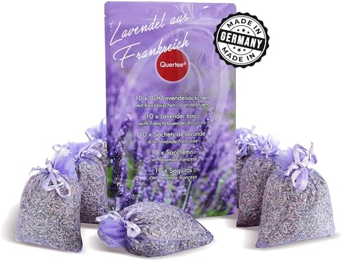 10x Lavendelsäckchen Lavendel Duftsäckchen mit französischem Lavendel als Mottenschutz im Kleiderschrank | Lavendelblüten können beim Einschlafen und Entspannen unterstützen - 100 g von Quertee von Quertee