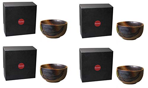 Quertee - 4 x Original japanische Matcha Schalen - 400 ml in einer Geschenkbox für die Teezeremonie von Quertee