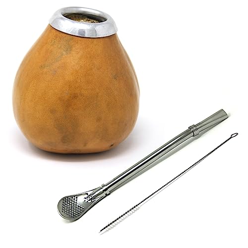 Quertee Mate Trinkbecher Set - Yerba Mate Kalebasse Kürbis Matebecher + Bombilla Mate Strohhalm + Bombilla Bürste für Mate Tee Quertee Mate Trinkbecher Set - Yerba Mate Kalebasse Kürbis Matebecher + Bombilla Mate Strohhalm + Bombilla Bürste für Mate Tee von Quertee