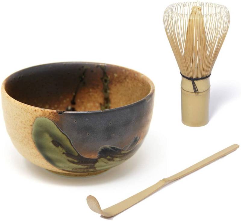 Quertee Teeschale Matcha Set - Matcha Schale + Chasen - Matchabesen + Bambuslöffel von Quertee