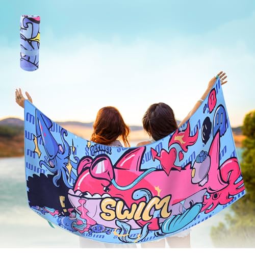 Queryifv Strandtuch Mikrofaser, 180x90CM Mikrofaser Handtuch Groß Leichte Strandtücher Summer Unterwasser Strandtuch Schnelltrocknend Mädchen von Queryifv