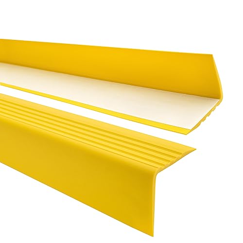PVC-Kunststoff Antirutsch-Treppenkantenprofil - Selbstklebendes Winkelprofil - Abmessung: 50x50mm; Farbe: Gelb; Länge: 100cm von Quest