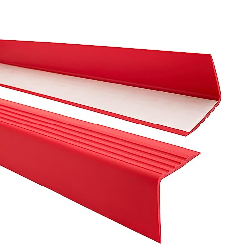 PVC-Kunststoff Antirutsch-Treppenkantenprofil - Selbstklebendes Winkelprofil - Abmessung: 50x50mm; Farbe: Rot; Länge: 110cm von Quest