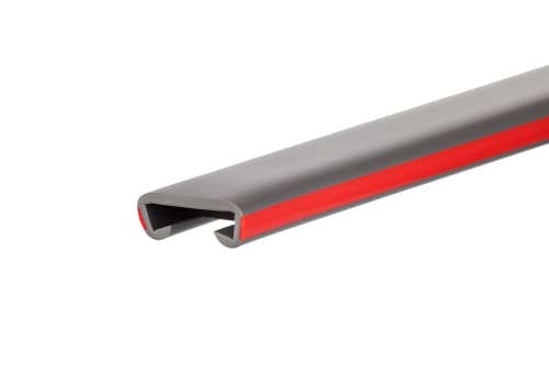 QUEST Handlauf PVC 40x8 Treppenhandlauf Kunststoffhandlauf Profil für Treppengeländer Gummi, Dunkelgrau-Rot von Quest