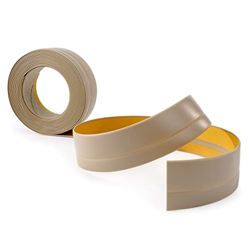 Weichsockelleiste Selbstklebend | 25 mm x 15 mm | Knickleiste Abschlussleiste für Küche Badezimmer Dichtungsband PVC Flexibel Wasserdicht Dekorativ | 10 Meter | Beige von Quest