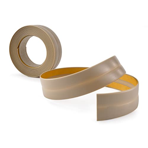 QUEST Weichsockelleiste Selbstklebend 25x25mm für Küche und Badezimmer, Selbstklebendes Dichtungsband aus PVC, Knickleiste, Fugendichtungsband - Beige, 15m von Quest