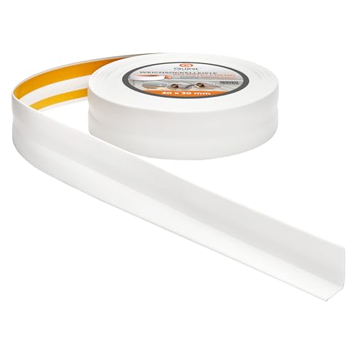 Weichsockelleiste Selbstklebend | 30 mm x 30 mm | Knickleiste Abschlussleiste für Küche Badezimmer Dichtungsband PVC Flexibel Wasserdicht Dekorativ | 20 Meter | Weiß von Quest