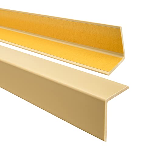 QUEST Winkelprofil 27x27mm – Selbstklebendes PVC-Gummi Kantenschutzprofil, Elastischer Eckschutz, Kunststoffwinkel für Kanten & Ecken, Creme, 180cm von Quest
