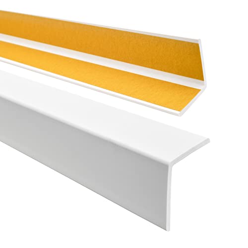 QUEST Winkelprofil 27x27mm – Selbstklebendes PVC-Gummi Kantenschutzprofil, Elastischer Eckschutz, Kunststoffwinkel für Kanten & Ecken, Weiß, 165cm von Quest