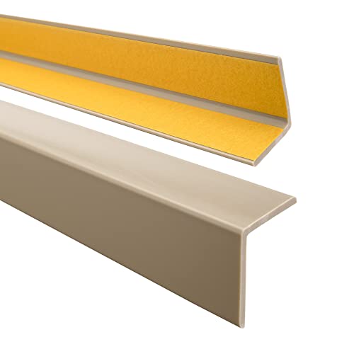 QUEST Winkelprofil 35x35mm, Kunststoffwinkel aus PVC Gummi, Selbstklebend Kantenschutzprofil, Elastischer Kantenschutz Eckschutzprofil, Beige, 150cm von Quest