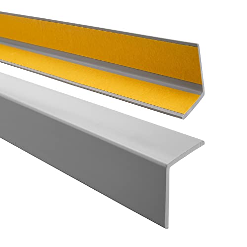 QUEST Winkelprofil 35x35mm – Selbstklebendes PVC-Gummi Kantenschutzprofil, Elastischer Eckschutz, Kunststoffwinkel für Kanten & Ecken, Grau, 90cm von Quest