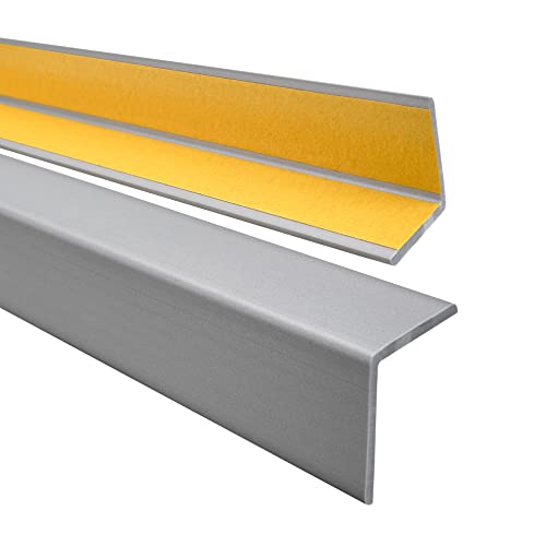 QUEST Winkelprofil 40x40mm – Selbstklebendes PVC-Gummi Kantenschutzprofil, Elastischer Eckschutz, Kunststoffwinkel für Kanten & Ecken, Silber, 165cm von Quest