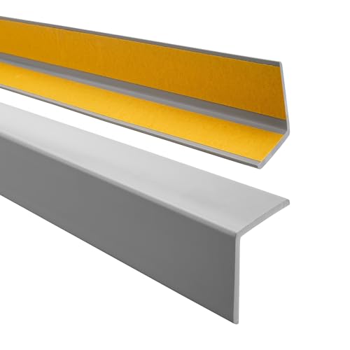 QUEST Winkelprofil 50x50mm – Selbstklebendes PVC-Gummi Kantenschutzprofil, Elastischer Eckschutz, Kunststoffwinkel für Kanten & Ecken (Grau, 100cm) von Quest