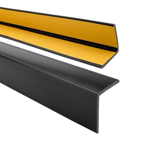 QUEST Winkelprofil 50x50mm – Selbstklebendes PVC-Gummi Kantenschutzprofil, Elastischer Eckschutz, Kunststoffwinkel für Kanten & Ecken (Schwarz, 110cm) von Quest