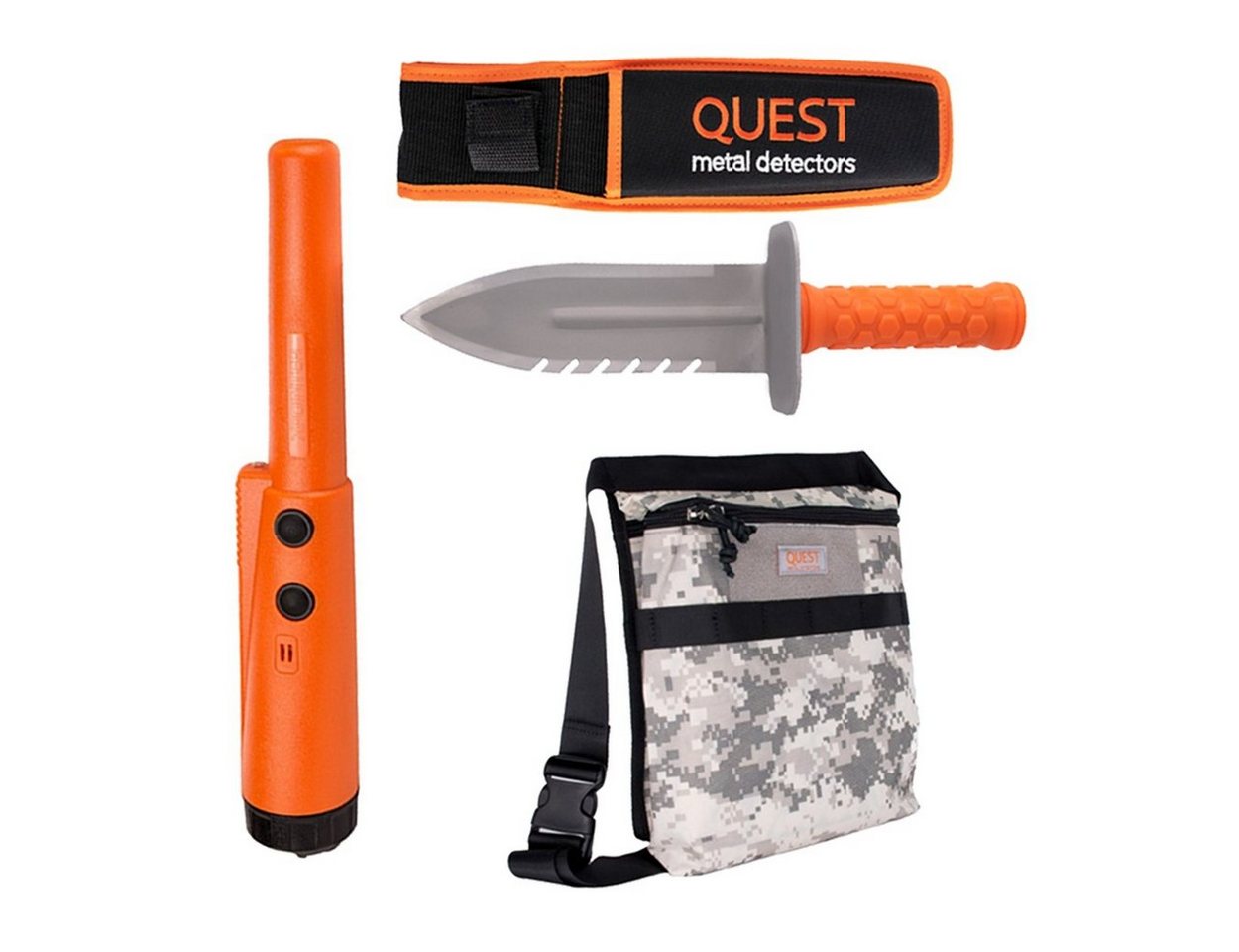 Quest Metalldetektor XPointer + Grabungsmesser + Fundtasche von Quest