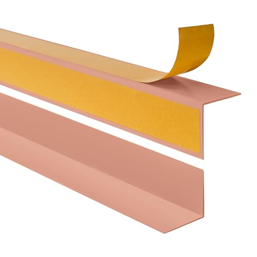 Quest PVC Kantenschutzwinkel Kantenschutzleiste Selbstklebend Winkelprofil – mit Klebeband auf der Außenseite – 15x15mm, 100cm, Hellbraun von Quest