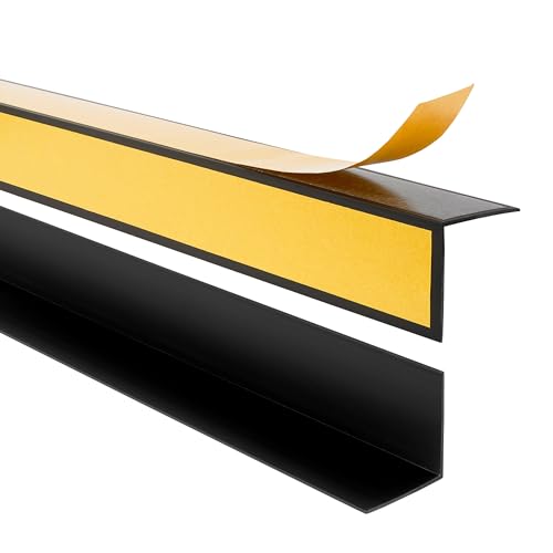 Quest PVC Kantenschutzwinkel Kantenschutzleiste Selbstklebend Winkelprofil – mit Klebeband auf der Außenseite – 20x10mm, 200cm, Schwarz von Quest
