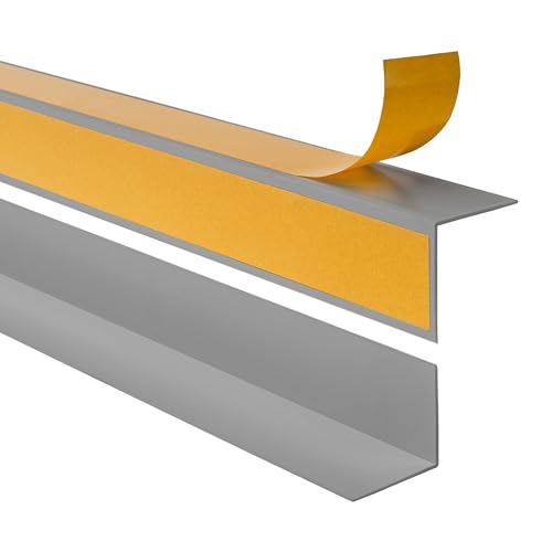 Quest PVC Kantenschutzwinkel Kantenschutzleiste Selbstklebend Winkelprofil – mit Klebeband auf der Außenseite – 25x15mm, 200cm, Dunkelgrau von Quest