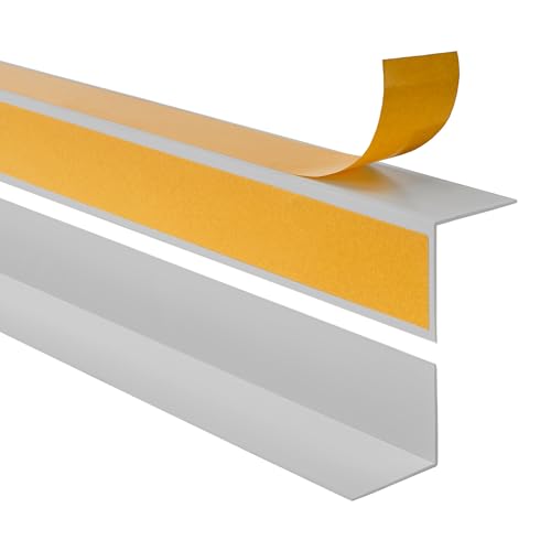 Quest PVC Kantenschutzwinkel Kantenschutzleiste Selbstklebend Winkelprofil – mit Klebeband auf der Außenseite – 30x30mm, 100cm, Grau von Quest