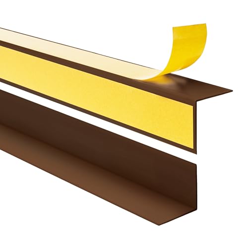 Quest PVC Kantenschutzwinkel Kantenschutzleiste Selbstklebend Winkelprofil – mit Klebeband auf der Außenseite – 30x30mm, 200cm, Braun von Quest