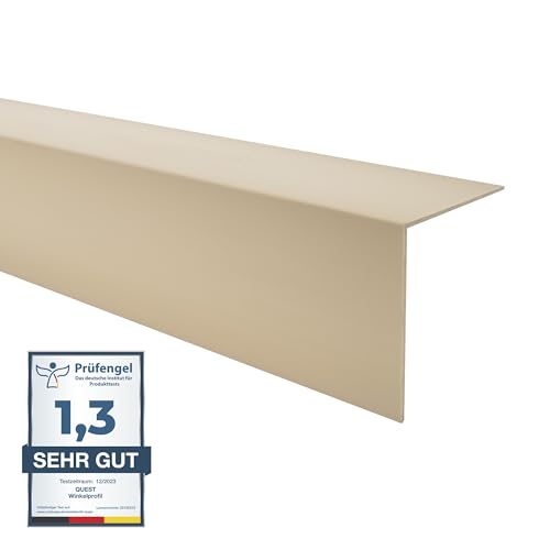 Quest PVC Kantenschutzwinkel - Ohne Klebeband - Kantenleiste und Eckenschutz - Eckleiste Winkelprofil - 25x15mm, 200cm, Beige Quest PVC Kantenschutzwinkel - Ohne Klebeband - Kantenleiste und Eckenschutz - Eckleiste Winkelprofil - 25x15mm, 200cm, Beige von Quest