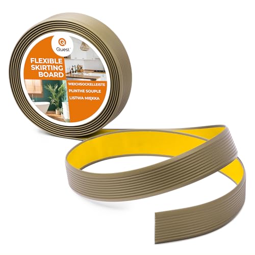Quest Selbstklebende PVC Antirutschleiste 35mm x 5m messing – gerillte Treppenschutz Kantenleiste für Bad & Innenbereich (Messing, 35mm) von Quest