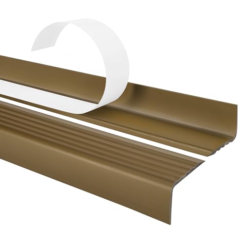 Treppenkantenprofil Selbstklebend 40x25 – Antirutsch Treppenkantenschutz aus Kunststoff PVC – Messing, 100cm von Quest