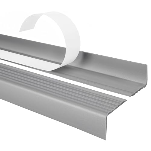 Treppenkantenprofil Selbstklebend 40x25 – Antirutsch Treppenkantenschutz aus Kunststoff PVC – Silber, 100cm von Quest