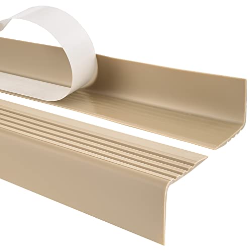 Quest Treppenkantenprofil Selbstklebend PVC Kunststoff Treppen-Kantenschutz 50x42mm, beige, 165cm von Quest