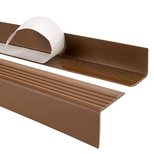 Quest Treppenkantenprofil Selbstklebend PVC Kunststoff Treppen-Kantenschutz 50x42mm, braun, 165cm von Quest