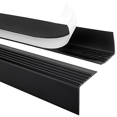 Quest Treppenkantenprofil Selbstklebend PVC Kunststoff Treppen-Kantenschutz 50x42mm, schwarz, 200cm von Quest