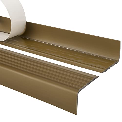 Quest Treppenkantenprofil Selbstklebend PVC Kunststoff Treppen-Kantenschutz 50x42mm, Messing, 100cm von Quest