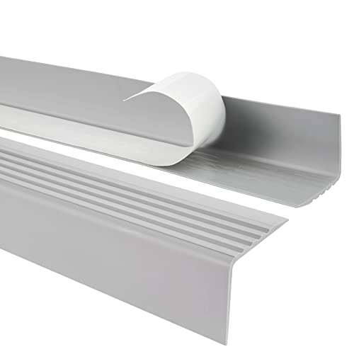 Quest Treppenkantenprofil Selbstklebend PVC Kunststoff Treppen-Kantenschutz 50x42mm, hellgrau, 110cm von Quest