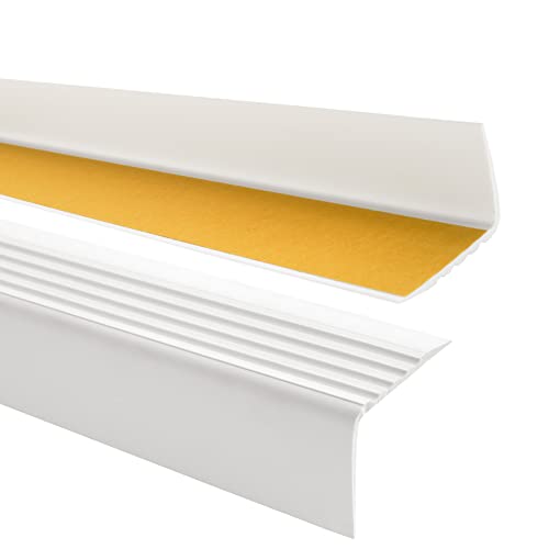 Quest Treppenkantenprofil Selbstklebend PVC Kunststoff Treppen-Kantenschutz 50x42mm, weiß, 100cm von Quest