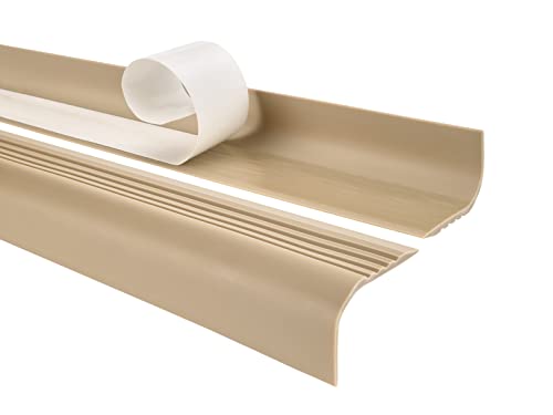 Quest Treppenkantenprofil Selbstklebend PVC Kunststoff Treppen-Kantenschutz 52x40mm gerundet, beige, 150cm von Quest