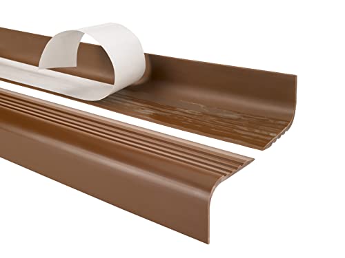 Quest Treppenkantenprofil Selbstklebend PVC Kunststoff Treppen-Kantenschutz 52x40mm gerundet, braun, 110cm von Quest