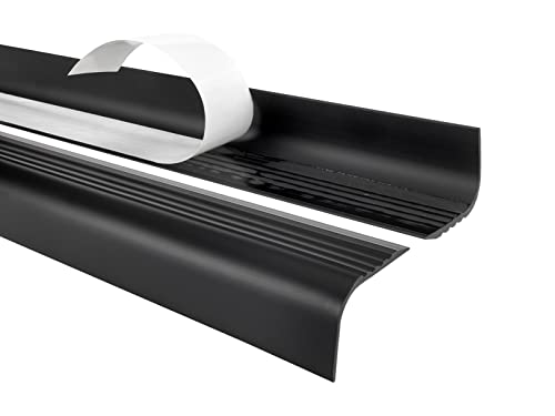 Quest Treppenkantenprofil Selbstklebend PVC Kunststoff Treppen-Kantenschutz 52x40mm gerundet, schwarz, 80cm von Quest